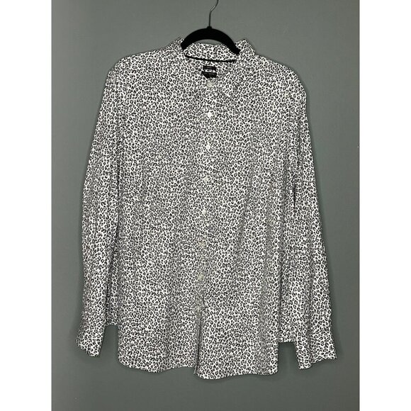 Talbot's Women's 24 Plus No Iron LS Button-Up Dress Shirt Leopard Print - Picture 1 of 9